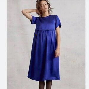 NWT $148 Anthropologie Maeve Dress Size M Sapphire Blue Oversized Midi Boho